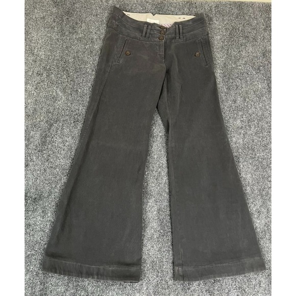 Antropologie Idra Flare Leg Gray Pants Cotton/Elastane Ankle Button Size 8 NWT